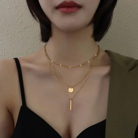 14K Gold filled Layering Bar Necklace - Picture 1 of 5